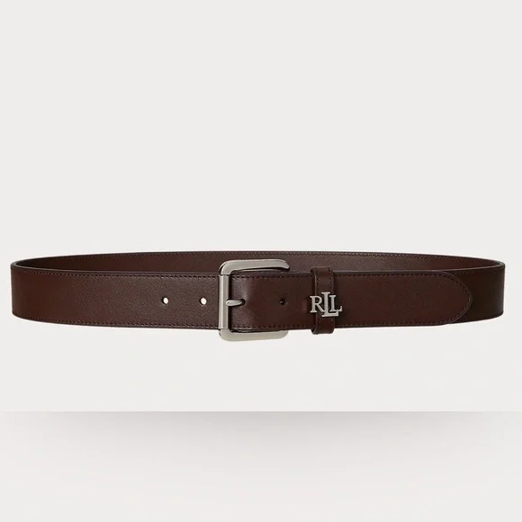 Ralph Lauren Dark Brown Leather Logo-Keeper Leather Belt - Picture 2 of 2